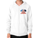 Zip Hoodie (on man) White TWO DOG TOUGH LLC